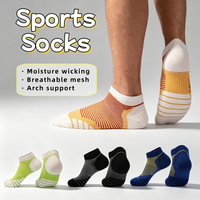 Chaussettes de running en polyester et nylon, avec logo personnalisé, motif rayé imprimé numériquement, respirantes et anti-humidité, en maille.