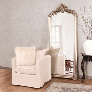 Espejo Decorativo Retro Personalizado, Grande, de Cuerpo Entero, con Marco de Cuero PU Tallado Estilo Barroco, Elegante Estilo Retro para Sala de Estar - Product Image 1