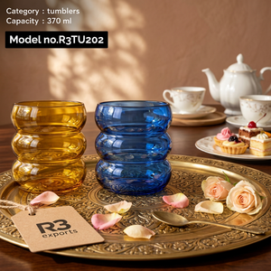 Ripple Tint <b>Glass</b> Tumbler 370 mL Custom Color Drinking <b>Cup</b> for Coffee Tea Water Bar Use - Product Image 6