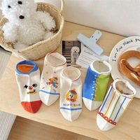 Chaussettes basses invisibles pour femmes, fines et mignonnes, style clown, à bout ouvert, en coton, anti-chute