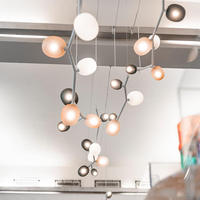 Lustre LED suspendu en verre transparent noir pour salle à manger, îlot de cuisine, base E26, hauteur réglable, style moderne minimaliste