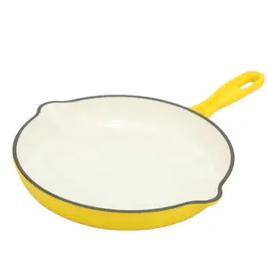 Oven Safe 20/26CM Cast Iron Enamel Cookware 10 Inch Skillet Smooth Surface Frying Pan Perfect for Steak, Fajitas, Eggs