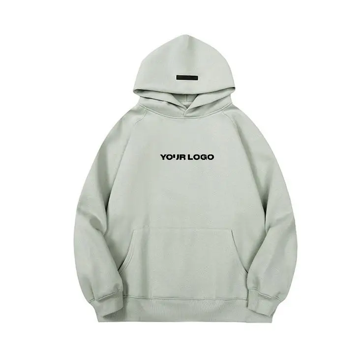 Streetwear Pull vierge uni en coton Sweat à capuche kaki surdimensionné personnalisé et lourd pour hommes