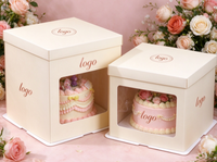 Boîte à gâteau de marque avec fenêtre transparente, conteneur en papier ivoire biodégradable de qualité alimentaire pour l'emballage de gâteaux de café et de boulangerie