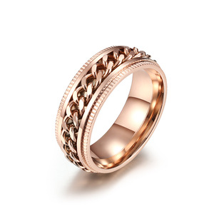 Cross-border best-selling <b>titanium</b> steel <b>chain</b> ring for men, personalized rotating design, hip-hop street style index finger rin - Product Image 5