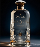Botol kaca Roh kustom 500ml 700ml desain datar untuk penyimpanan wiski Tequila Brandy alkohol Gin Brandy Rum Vodka
