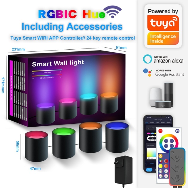 LED Graffiti Smart Wall Music Synchronized WiFi Wall Lamp with Alexa Multi-color Aluminum Home Decoration