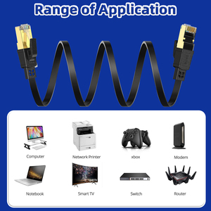 Cable de Comunicación D-Sunty CAT8 SFTP STP PVC, Plano, Chapado en Oro, Conector RJ45, Cable Ethernet de Alta Calidad con Conectores de Cobre CAT 8 - Product Image 4