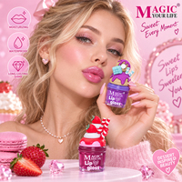 Baume à lèvres hydratant en pot, effet brillant, motif crème glacée mignonne, boîte de 24 pièces, vente en gros, marque privée