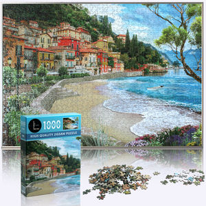 Puzzle personnalisé de 1000 pièces, une petite ville en bord de mer, jeu de puzzle de 2 mm pour la famille avec motif <span class=keywords><strong>anglais</strong></span> sur le dos - Product Image 5
