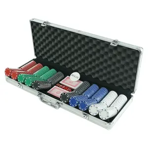500 pp plastic poker chips with silver aluminum case set include 2 sets poker cards and 1 white dealer