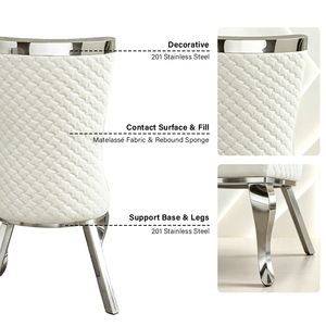 Chaises de salle à manger de restaurant de luxe modernes, design commercial pour hôtel, dossier haut, revêtement en cuir, <span class=keywords><strong>pieds</strong></span> en acier inoxydable - Product Image 2