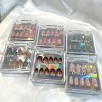 Faux ongles en gros à presser, boîte cadeau personnalisée, ongles artificiels à coller