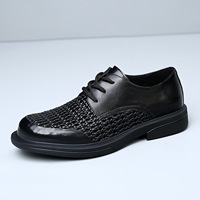 Chaussures habillées décontractées en cuir tressé pour hommes, respirantes, à lacets, faites à la main, pour le bureau