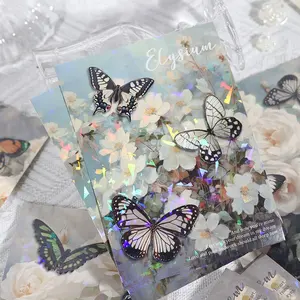 YUXIAN 3D kelebek çiçek kartı yüksek değer kelebek çiçek karalama defteri arka plan dekorasyon fotoğraf çerçevesi tebrik kartı dekor kartı