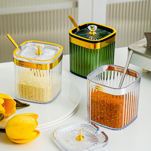 <b>Spice</b> <b>Jar</b> <b>Set</b> With Spoon Airtight Lid For Solid Seasonings M Size Plastic Lid - Product Image 3