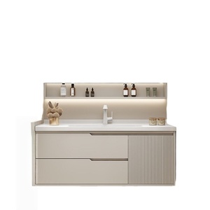 Meuble de salle de bain en chêne avec lavabo intégré en céramique, simple et intelligent - Product Image 5