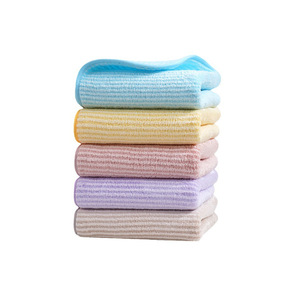 Ensemble de serviettes de bain rayées en polaire corail, absorbantes, rectangulaires, 2 pièces, idéales pour un cadeau - Product Image 1