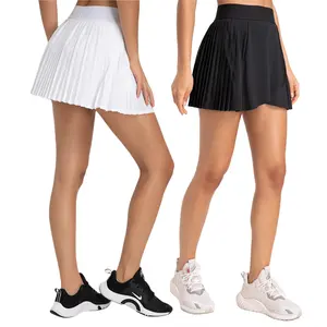 Wholesale Custom Logo Cross Front Pleated Tennis Skirt OEM Ladies Sport Gym Yoga Sportswear Golf Skirt With Side Pocket
