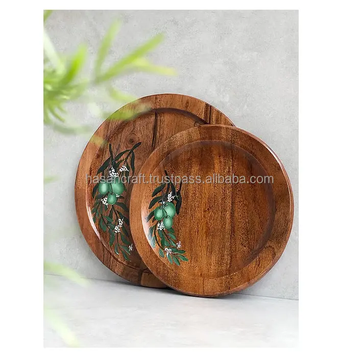 Wood Printed Plate Wholesale Wood Plates Hot Selling Product Serving Plates For Home Hotel And Restaurant