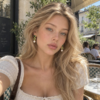 Boucles d'oreilles pendantes ovales en acier inoxydable 316, multicolores et vibrantes, avec cristaux et perles d'imitation, style luxe léger, pour fêtes et usage quotidien