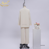 Ensemble 2 pièces décontracté pour femme musulmane Habib : Haut à manches longues et pantalon large, couleur unie, style arabe modeste