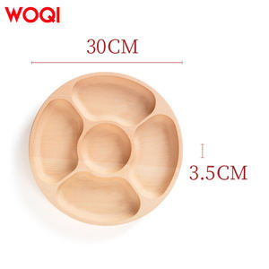 WOQI moderno rotondo vassoio da portata in legno all'ingrosso vano in legno piatto sostenibile diviso in legno antipasto e piatto da Dessert - Product Image 2