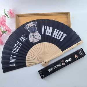 23cm Classic White Linen Folding Hand Fan Painted Wooden Craft Decoration for Wedding or Halloween <b>Gift</b> Model Pattern - Product Image 1