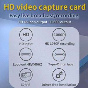 Carte de capture vidéo HD33 4K avec sortie en boucle <span class=keywords><strong>et</strong></span> entrée audio 3,5 mm pour ordinateur portable/appareil photo, jeux, diffusion en direct <span class=keywords><strong>et</strong></span> enregistrement - Product Image 6