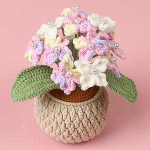 Pianta in vaso lavorata a maglia uncinetto filato tessuto di simulazione fiore per la casa Desktop Bonsai decoro - Product Image 4