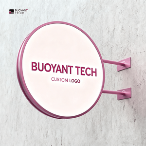 Круглая индивидуальная витрина, металлическая настенная вывеска, световой короб, двухсторонняя внешняя круговая вывеска, световой короб для кафе - Product Image 2