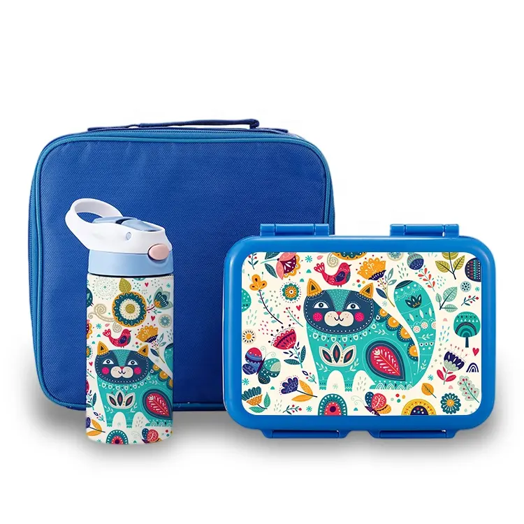 Cute Kids Plastic Bento Lunch Box Met Water Fles En Lunch Tas Sets, Bpa Gratis Milieuvriendelijke Lunchbox Kids