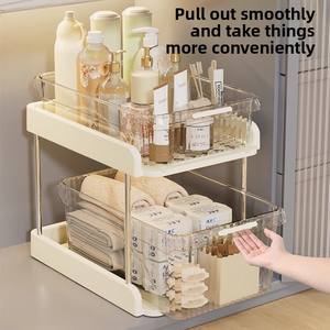 Étagère de rangement sous l'évier en plastique <span class=keywords><strong>NFS</strong></span>, organisateur de comptoir coulissant pour armoires de salle de bain, étagères utilitaires, différentes tailles - Product Image 2