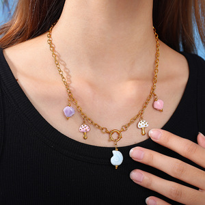 จี้รูปปลาเซรามิก สแตนเลสสตีล ชุบทอง 18K  จี้ห้อยคอธีมพิเศษ อุปกรณ์ตกแต่งเครื่องประดับ DIY สำหรับทุกเพศ สไตล์วันหยุดพักผ่อนริมชายหาด - Product Image 4