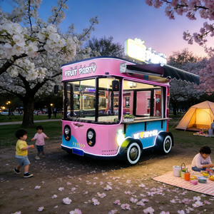 Mini Retro Ice Cream Coffee Cart Mobile Snack Bar <b>Trailer</b> for Beach Park - Product Image 1