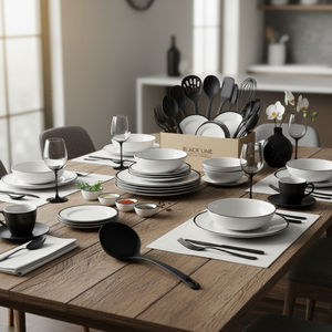 Sivolo linea nera Set 144 pezzi piatti e piatti collezione in scatola - Product Image 3