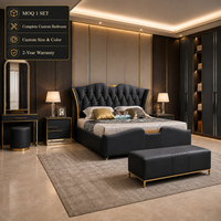 Ensemble de meubles de chambre à coucher en bois moderne de luxe, taille et couleur personnalisées, lit, armoire, table de chevet, coiffeuse, meubles pour la maison, hôtel, villa