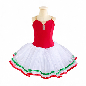 Vestido de Ballet Elástico para Niñas, Tutú de Tul Blanco con Pedrería y Cinta de Color, Disfraz para Representación Escénica de El Cascanueces - Product Image 4