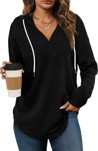 Womens thời trang Tops Hoodies cho phụ nữ áo thun quá khổ Áo nỉ dài tay áo sơ mi lỏng phù hợp - Product Image 2