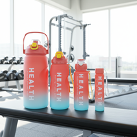 Vente en gros de gourde 4-en-1 bouteille d'eau de sport givrée en plastique dégradé bouteille d'eau de gymnastique de grande capacité pour boire directement