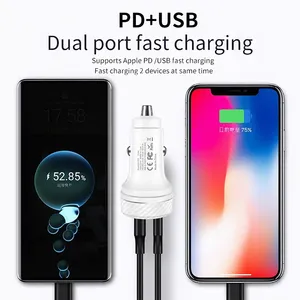 60W High Power Car Charger Dual <b>USB</b> C Fast Charging <b>Adapter</b> <b>Multi</b> Protocol Auto Power Supply Fits Mobile Phones GPS For iPhone - Product Image 3