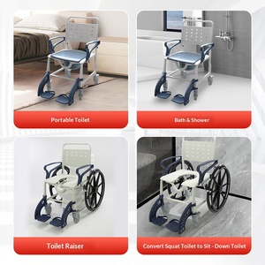 New Model Elderly and Pregnant Person 4-in-1 Wheelchair, Bathing Chair, Toilet Heightening Device, All Made of Hard Plastic, who - Product Image 3