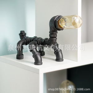 Industrial Pipe Robot Table <b>Lamp</b> Iron Material Incandescent Bulb Decorative Lighting For Bedroom <b>Study</b> Bar Shop - Product Image 4