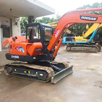 Mini-excavatrice sur chenilles hydraulique d'occasion Doosan DH55 à bas prix, d'origine Corée, 5 tonnes, mini-excavatrice d'occasion Doosan DH55