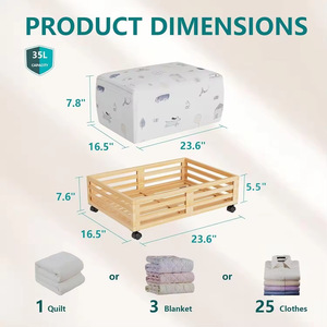 Under Bed Storage <b>Box</b> Rectangular 35L Rolling Clothing Organizer Bedroom <b>Wardrobe</b> Tidy - Product Image 3
