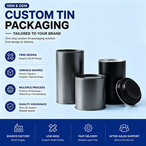 Envase de Metal Redondo para Granos de Café, <span class=keywords><strong>Lata</strong></span> de Hojalata de Grado Alimenticio Personalizada, Recipiente de Metal Negro Mate con Tapa, Caja de Metal - Product Image 1