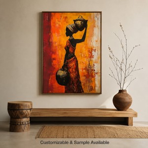 Cuadro Moderno Hecho a Mano sobre Lienzo, Retrato <span class=keywords><strong>de</strong></span> Mujer Negra, Pintura Abstracta Texturizada <span class=keywords><strong>de</strong></span> Mujeres Afroamericanas, Decoración <span class=keywords><strong>de</strong></span> Pared para el Hogar - Product Image 2