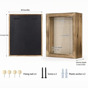 Cadre photo en bois rectangulaire, style rustique, en bois massif, boîte de présentation durable pour photos, médailles, spécimens - Product Image 3