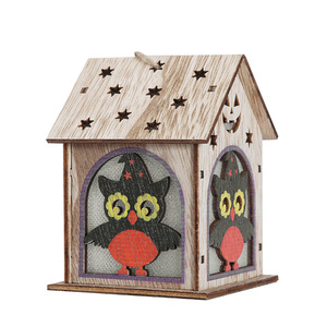 เครื่องประดับบ้านไม้สำหรับวันฮาโลวีน ลายแมวแม่มดหัวกะโหลก ของตกแต่งภายในบ้าน 20180105 - Product Image 2