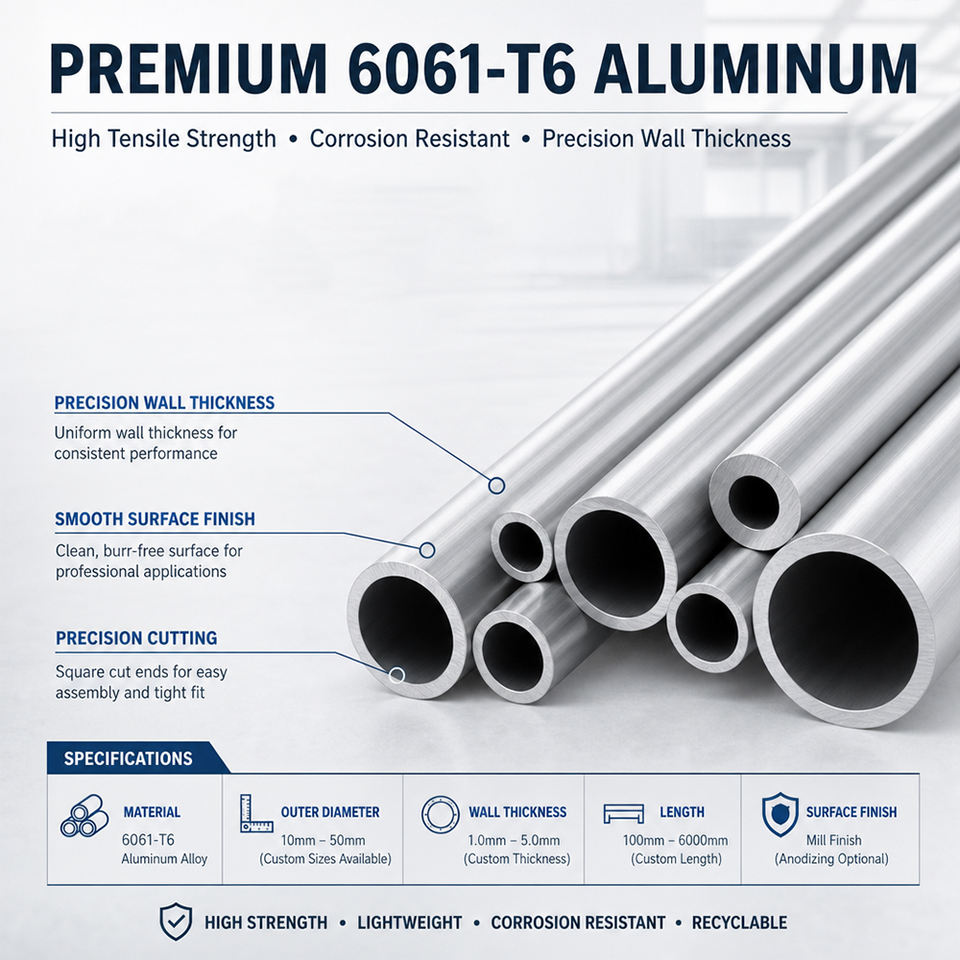 Lightweight Corrosion Resistant 6061 T6 Hollow Round Aluminum Tube ...